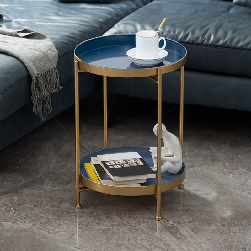 Modernistic Style Accent Side Table Round Metal Living Room Corner Table