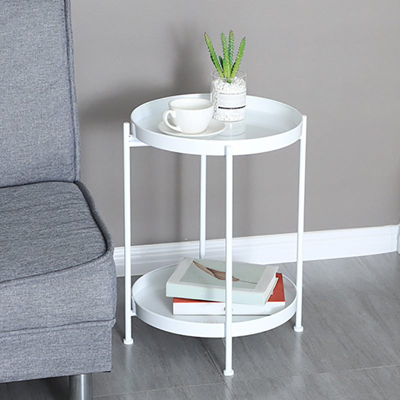 Modernistic Style Accent Side Table Round Metal Living Room Corner Table
