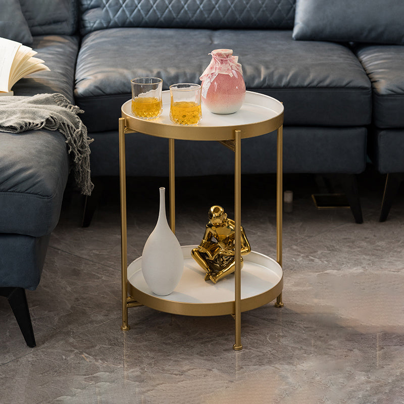 Modernistic Style Accent Side Table Round Metal Living Room Corner Table