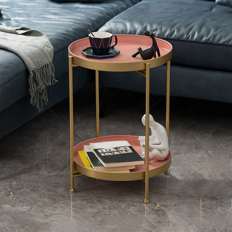 Modernistic Style Accent Side Table Round Metal Living Room Corner Table