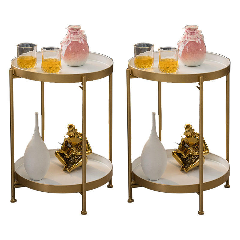 Modernistic Style Accent Side Table Round Metal Living Room Corner Table