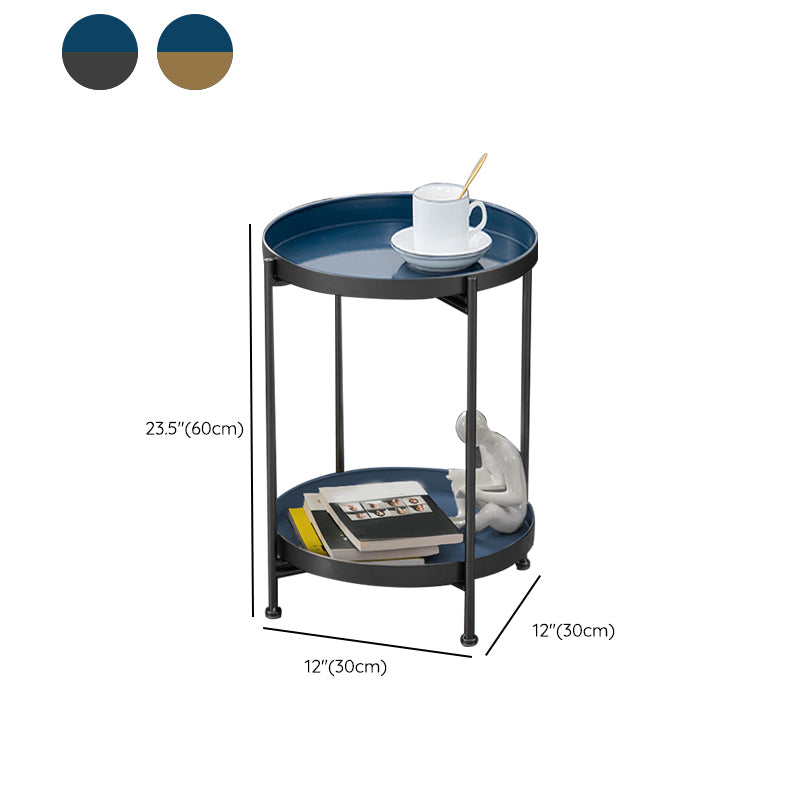 Modernistic Style Accent Side Table Round Metal Living Room Corner Table