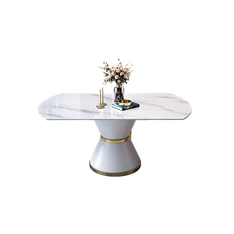 Metal Pedestal Dining Table Extendable Table for Kitchen Dining Room