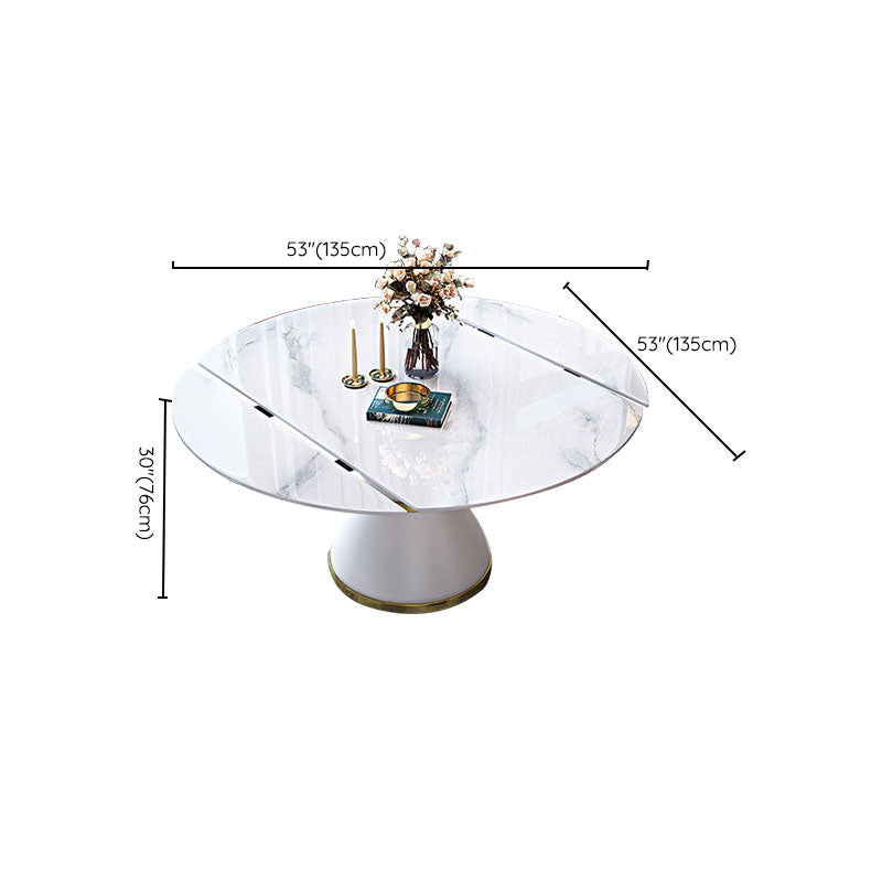 Metal Pedestal Dining Table Extendable Table for Kitchen Dining Room