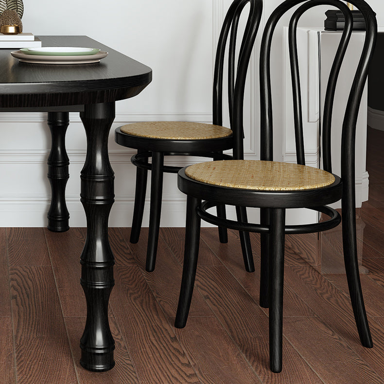 Modern Dining Room Dinner Table Wood 4 Legs Dining Table in Black