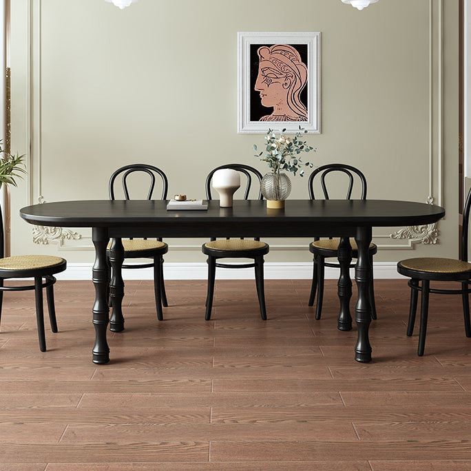 Modern Dining Room Dinner Table Wood 4 Legs Dining Table in Black