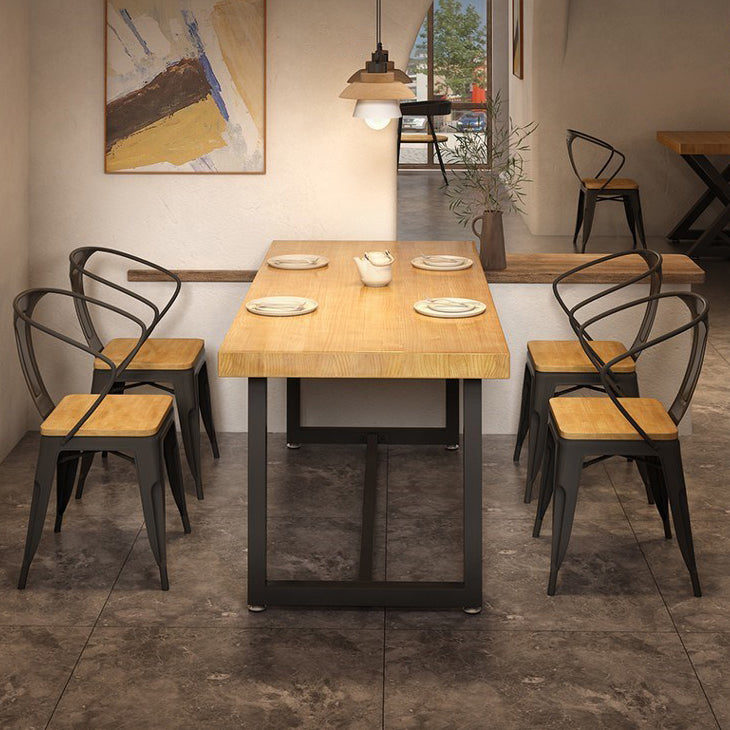 Dining Room Solid Wood Dining Table Rectangle Industrial Dinner Table