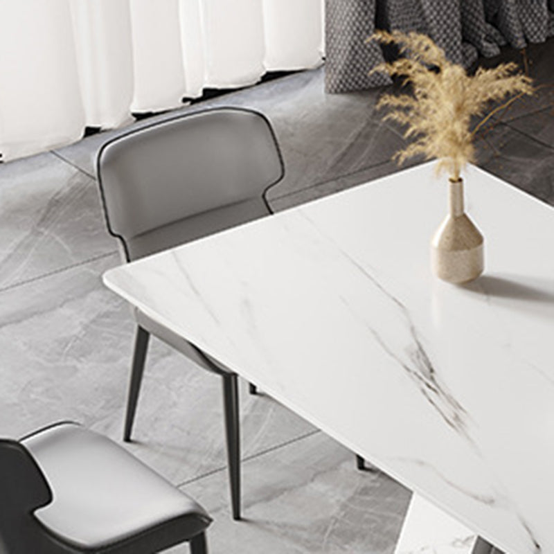 Simplicity Style Dinette Table Rectangle Stone Dinner Table for Kitchen