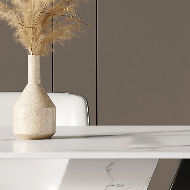 Simplicity Style Dinette Table Rectangle Stone Dinner Table for Kitchen