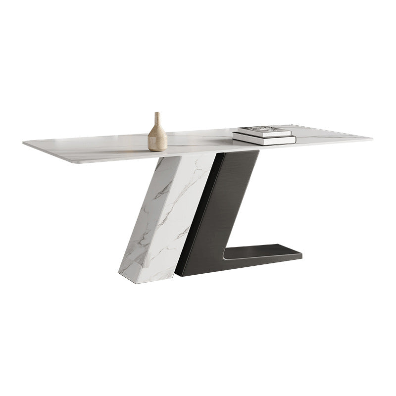Simplicity Style Dinette Table Rectangle Stone Dinner Table for Kitchen