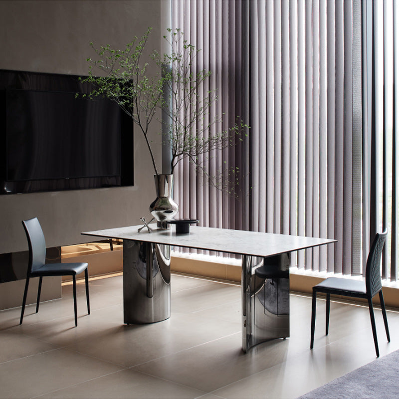 Simple Style Dinette Table Rectangle Stone Dinner Table for Kitchen