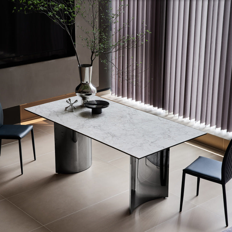 Simple Style Dinette Table Rectangle Stone Dinner Table for Kitchen