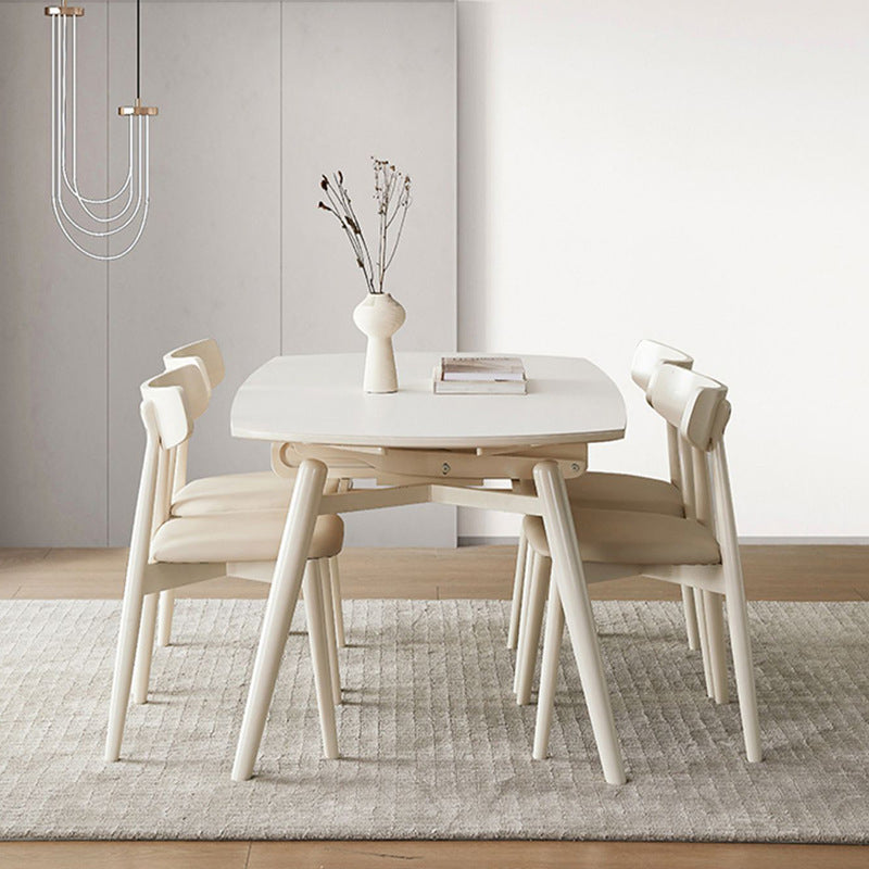 Contemporary Dining Room Dinner Table Stone 4 Legs Dining Table