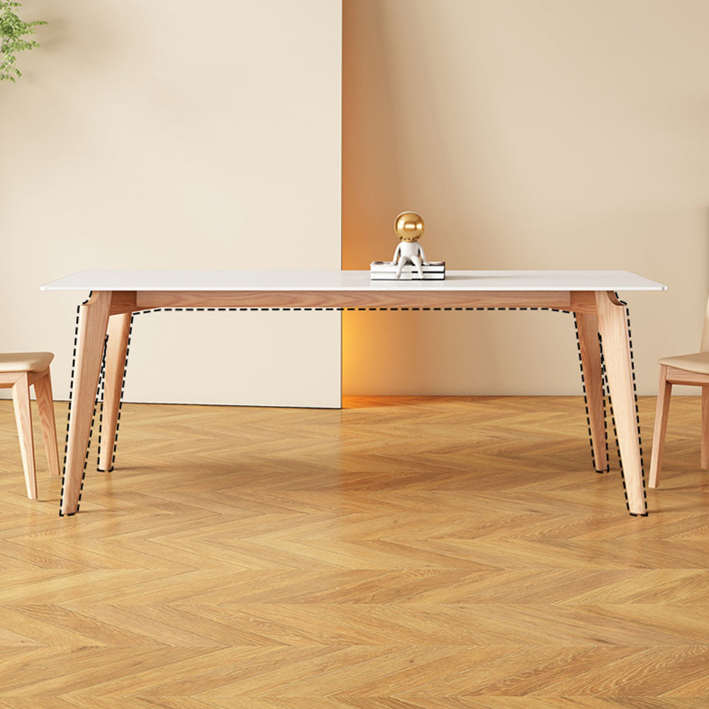 Sintered Stone Dining Table Wooden Base Dinner Table for Dining Room