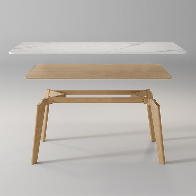 Sintered Stone Dining Table Wooden Base Dinner Table for Dining Room