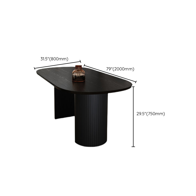 Modern Oval Dining Table Black Wood Dinner Table for Dining Room