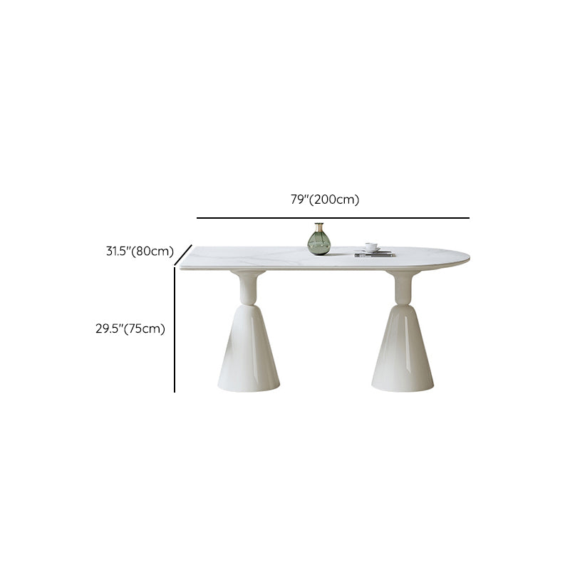Contemporary Kitchen Dinner Table Double Pedestal Dining Table