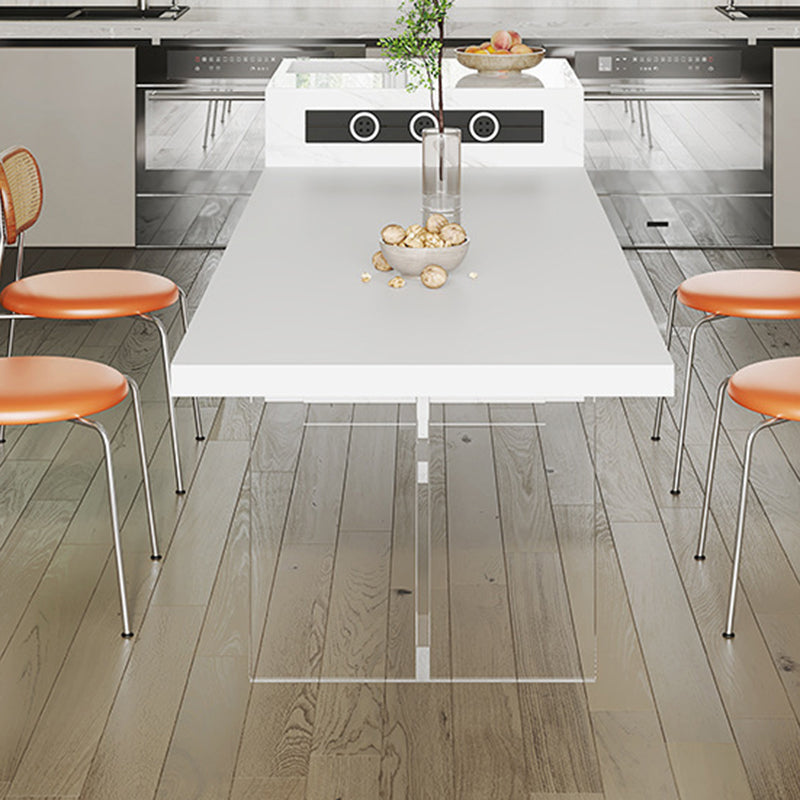 Kitchen Contemporary Dinner Table Stone Rectangle Dining Table