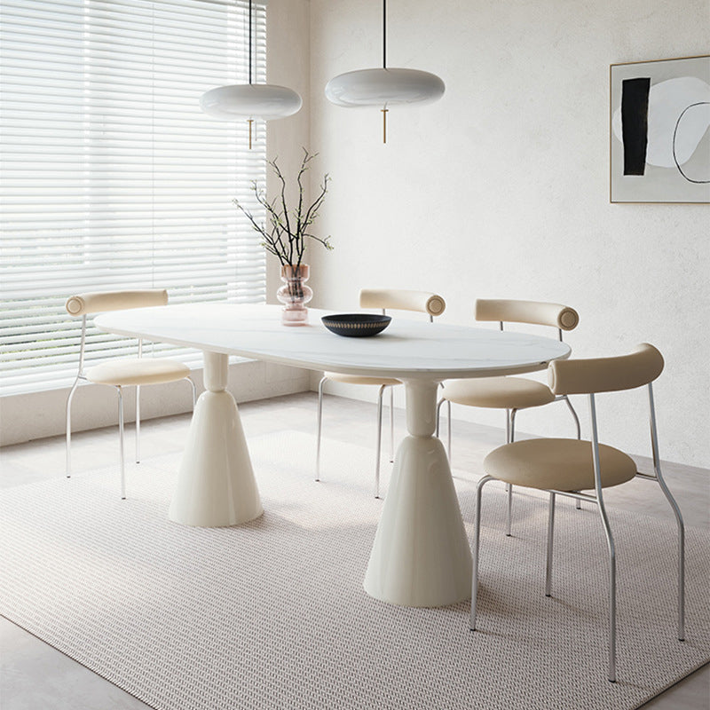 Modern Kitchen Dinner Table Oval Double Pedestal Dining Table