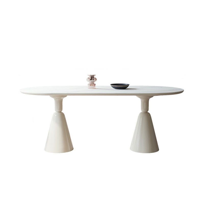 Modern Kitchen Dinner Table Oval Double Pedestal Dining Table