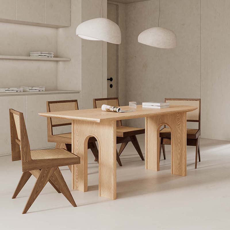 Modern Wooden Dining Table Double Pedestal Dinner Table for Dining Room