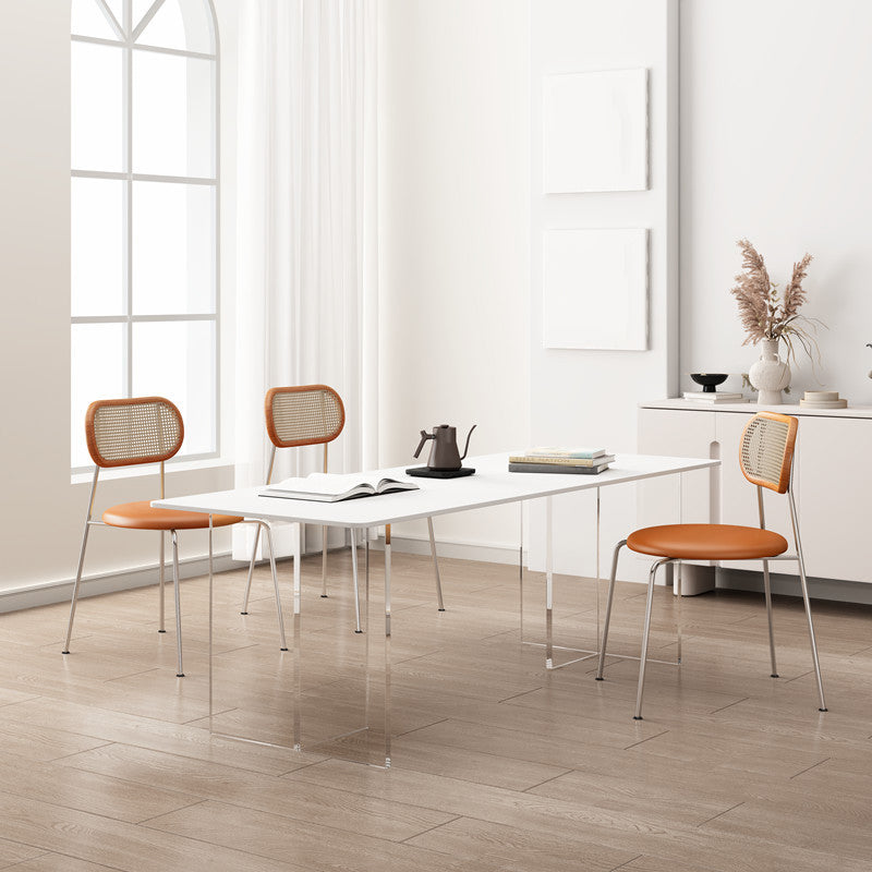 Contemporary Kitchen Dinner Table Stone Rectangle Dining Table