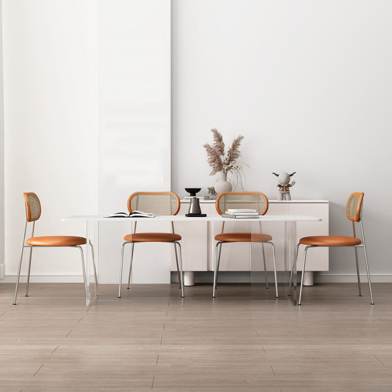Contemporary Kitchen Dinner Table Stone Rectangle Dining Table