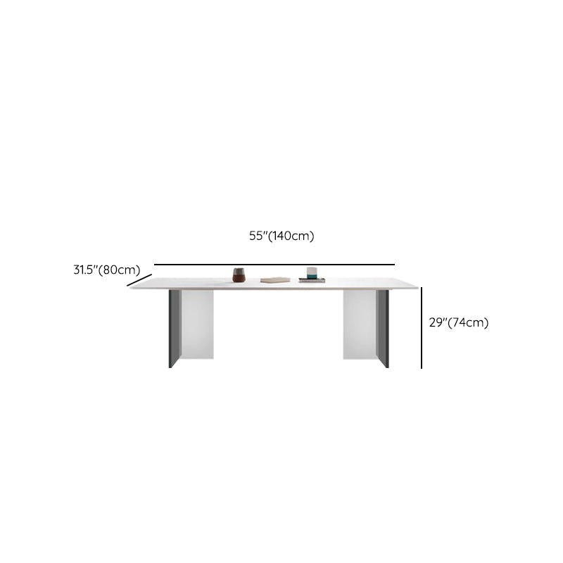 Contemporary Kitchen Dinner Table Stone Rectangle Dining Table