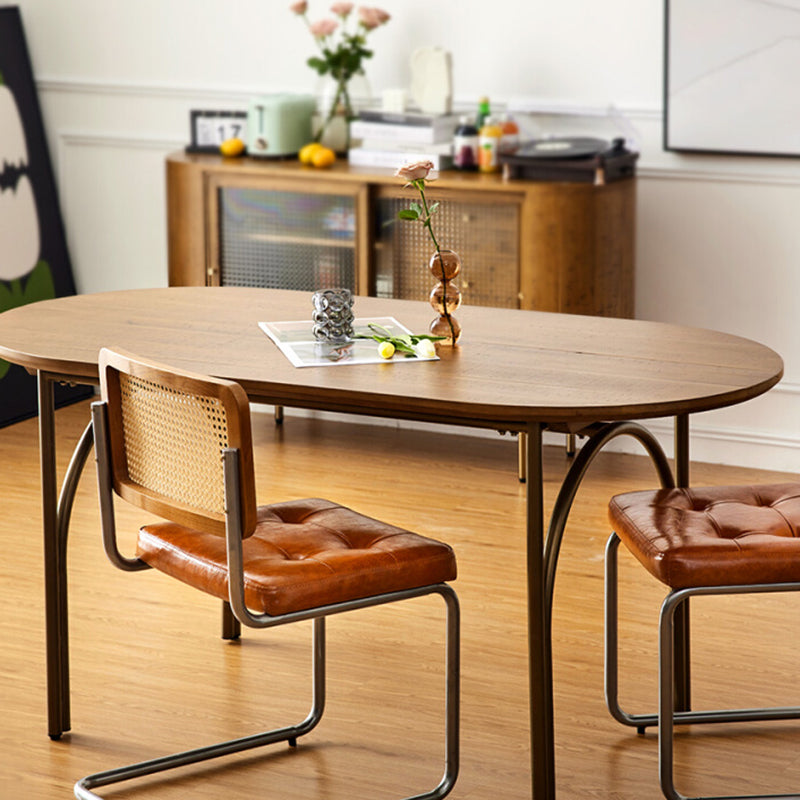 Solid Wood Dining Table Oval Modern Dinner Table for Dining Room