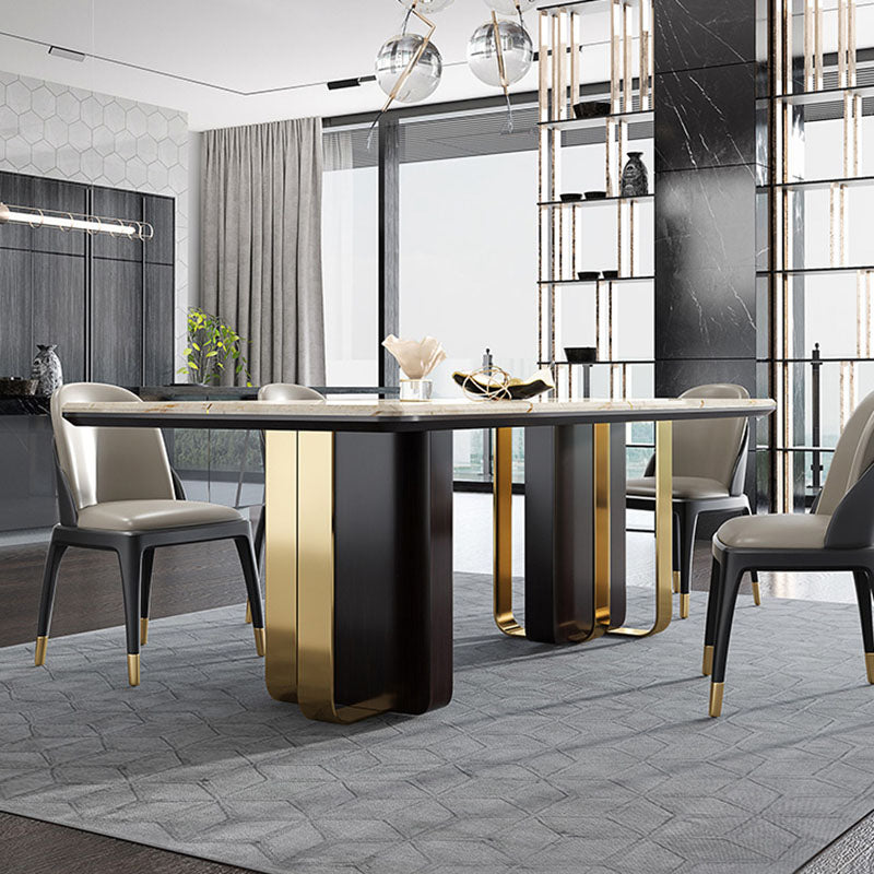 Faux Marble Dining Table Rectangle Dinner Table for Dining Room