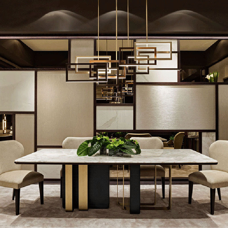 Faux Marble Dining Table Rectangle Dinner Table for Dining Room