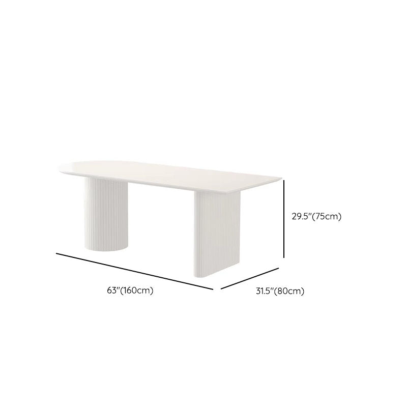 Sintered Stone Dining Table White Wooden Base Dinner Table for Dining Room