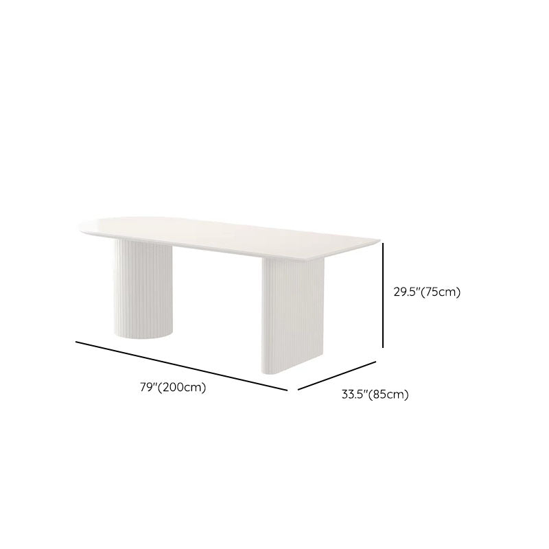 Sintered Stone Dining Table White Wooden Base Dinner Table for Dining Room