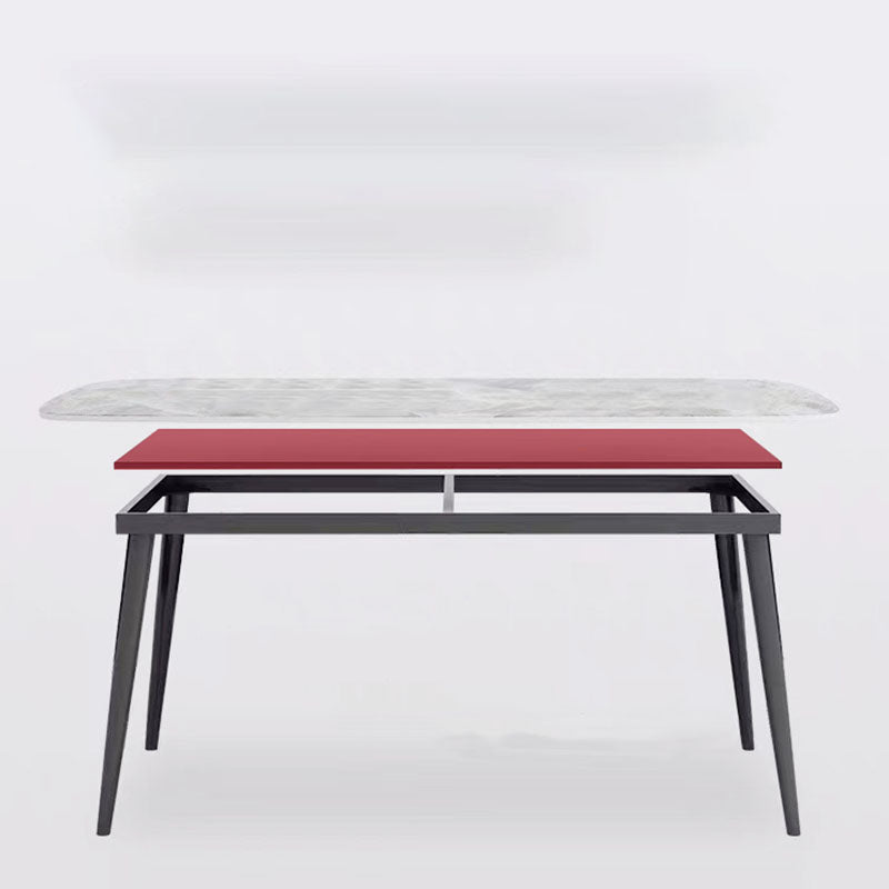 Sintered Stone Dining Table Rectangle 4 Legs Dinner Table for Dining Room