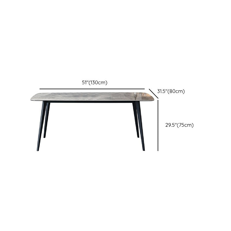 Sintered Stone Dining Table Rectangle 4 Legs Dinner Table for Dining Room