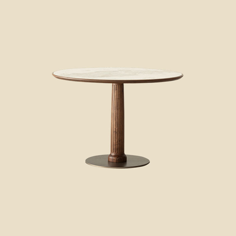 Modern Round Dining Table Wooden Base Dinner Table for Dining Room