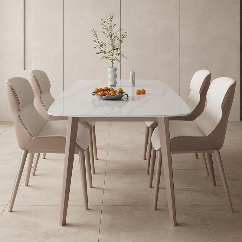 Kitchen Luxury Dinner Table Stone Rectangle 4 Legs Dining Table