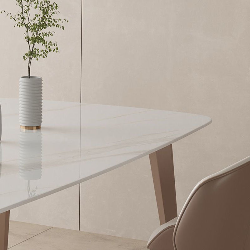 Kitchen Luxury Dinner Table Stone Rectangle 4 Legs Dining Table
