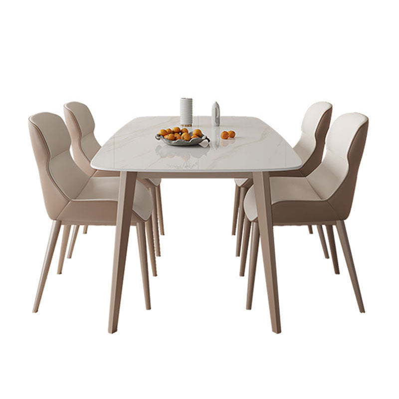 Kitchen Luxury Dinner Table Stone Rectangle 4 Legs Dining Table