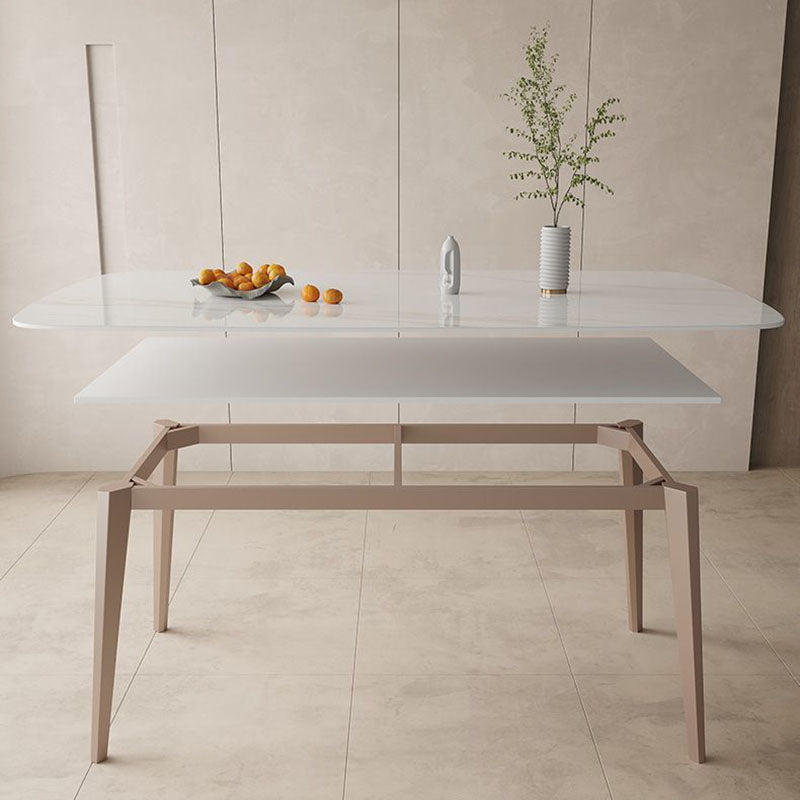 Kitchen Luxury Dinner Table Stone Rectangle 4 Legs Dining Table