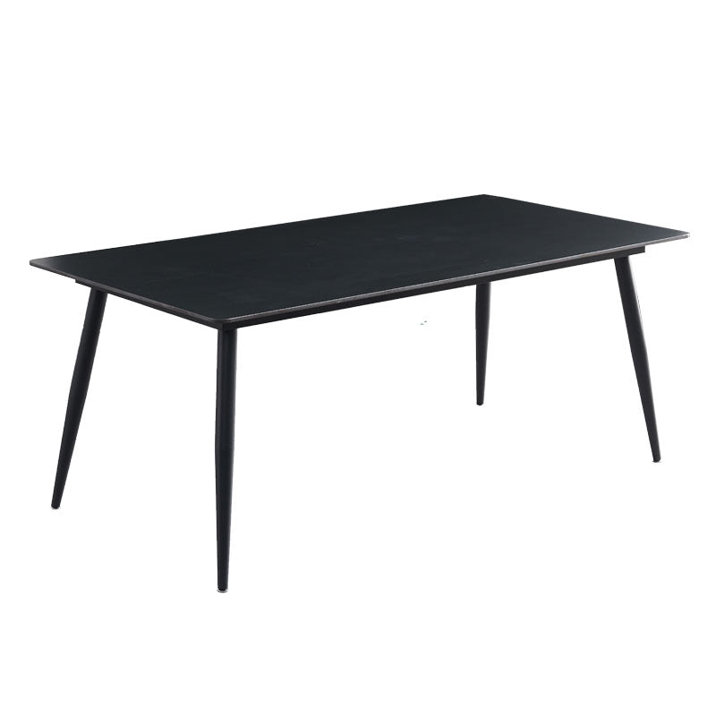 Kitchen Industrial Dinner Table Stone Rectangle 4 Legs Dining Table