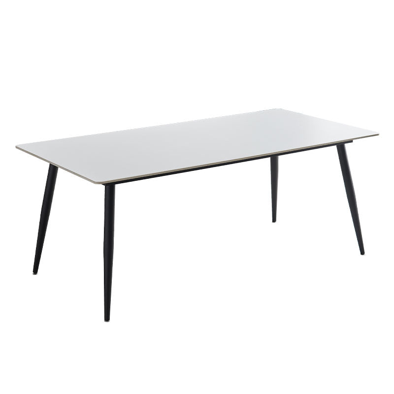 Kitchen Industrial Dinner Table Stone Rectangle 4 Legs Dining Table
