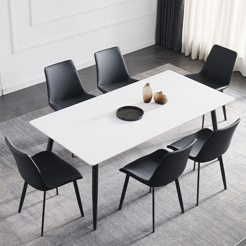 Kitchen Industrial Dinner Table Stone Rectangle 4 Legs Dining Table