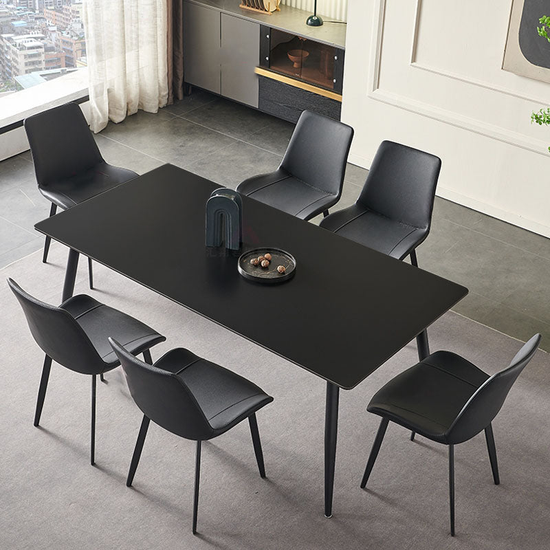 Industrial Kitchen Dinner Table Stone Rectangle 4 Legs Dining Table