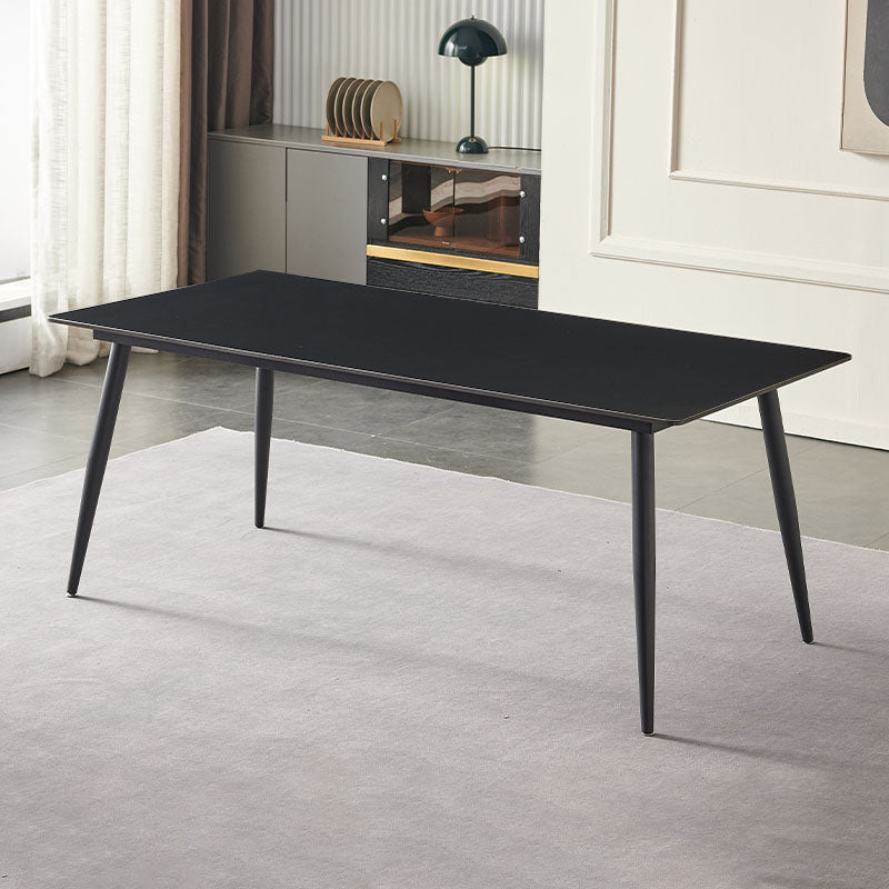 Industrial Kitchen Dinner Table Stone Rectangle 4 Legs Dining Table
