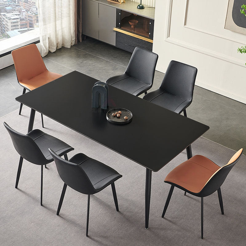 Industrial Kitchen Dinner Table Stone Rectangle 4 Legs Dining Table