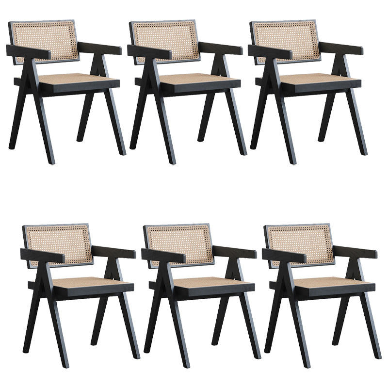 Solid Wood Arm Chair Open Back Dining Arm Chair for Living Room