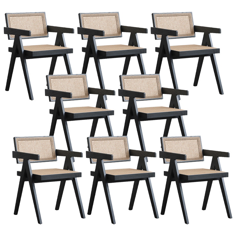 Solid Wood Arm Chair Open Back Dining Arm Chair for Living Room