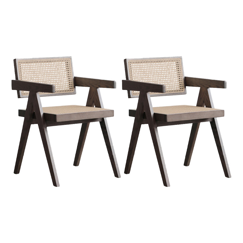 Solid Wood Arm Chair Open Back Dining Arm Chair for Living Room