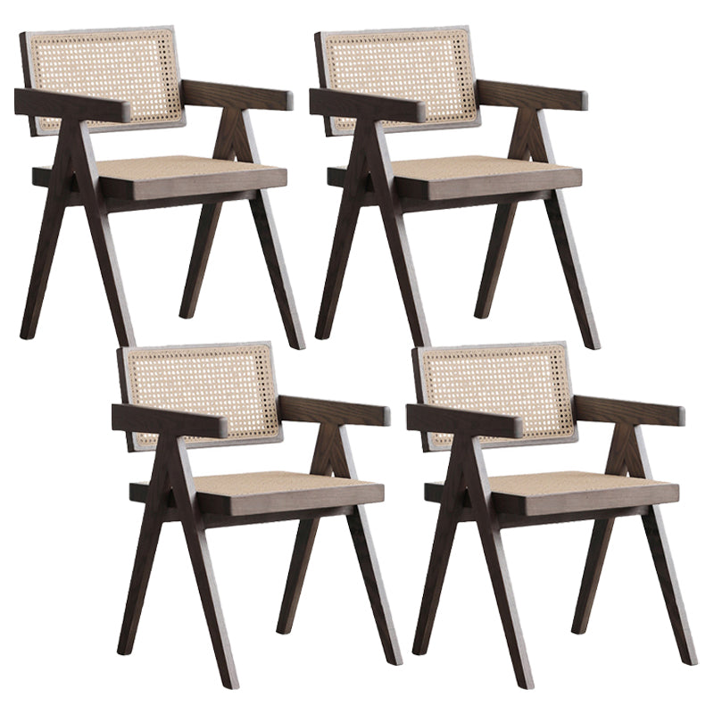 Solid Wood Arm Chair Open Back Dining Arm Chair for Living Room